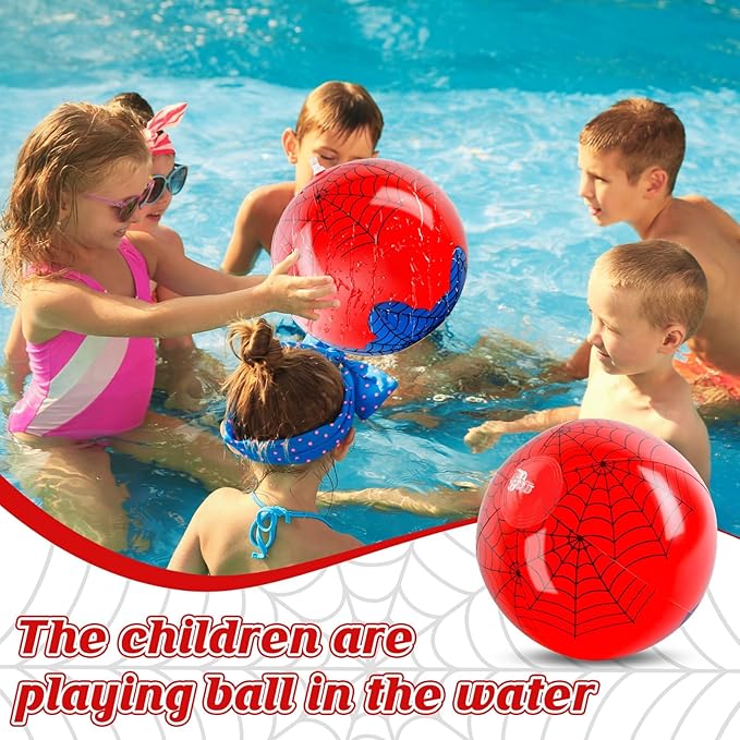 12PCS Spider Web Beach Ball 8 Inch for Kids Summer Pool Party Supplies|Spider Birthday Decorations|Bulk Spider-Themed Party Favors,Beach Games,Class Celebration,Outdoor Activities Gift Ideas