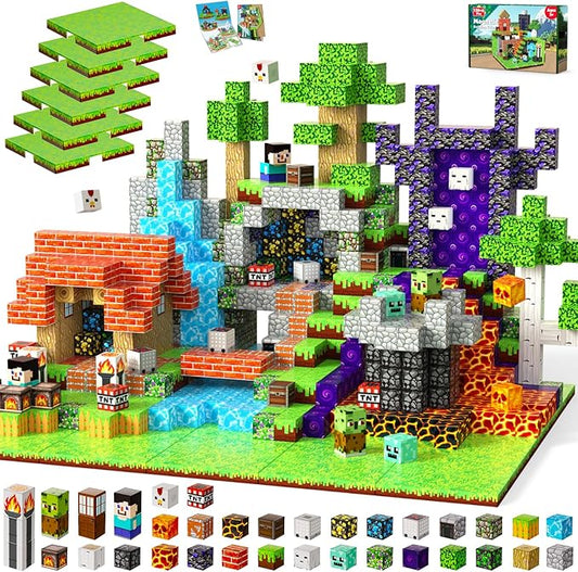 150PCS Magnetic Blocks with 6 Base Plate - Building Blocks Cubes for Kids Ages 4-8, STEM Magnet Building Toys Boys Girls, Easter Birthday Gifts Preschool Educational Learning Toy for 3+ Years Old