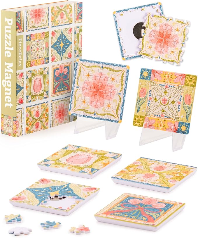 PieceRelax Magnet Puzzle for Adults 96 Pieces - Tulip Tile Unique Gift & Home Décor with Plastic Jigsaw Puzzle [D1601]