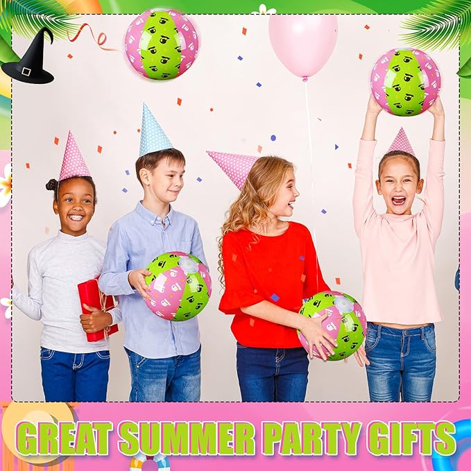 12 Pack Themed Beach Ball 7.87" Bulk for Summer Pool and Beach Game Gifts and Birthday Party Supplies and End of the Year Class Party Decorations Favor