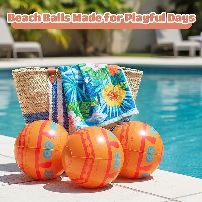 12 Pack Beach Ball Set, Reusable Colorful Inflatable Ball with Vacuum Storage Bag for Pool Party, Beach Games