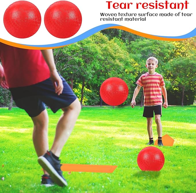 Hiboom 16 Pcs Sports Kickball Set Includes 10 Inches Playground Ball 5 Rubber Throw Down Bases Ball Pump 10 Foul Line Cones for Kids Adults Playground School Backyard Game Camps Picnic