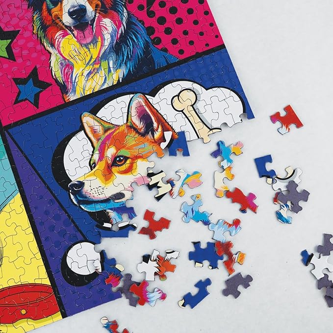 Springbok Pop Art Pups 1000 Piece Jigsaw Puzzle for Adults - Funny Dog Puzzle - Unique Cut Pieces - Made in USA