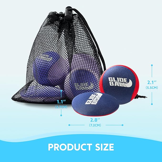 SYNCFUN 4 Pcs Skip Water Balls,Splash Water Bouncing Balls with Mesh Bag, Beach Toys for Kids, Pool Toys for Friends and Family, Fly Swimming Game Adults, Boys,Teens, Great for All Ages