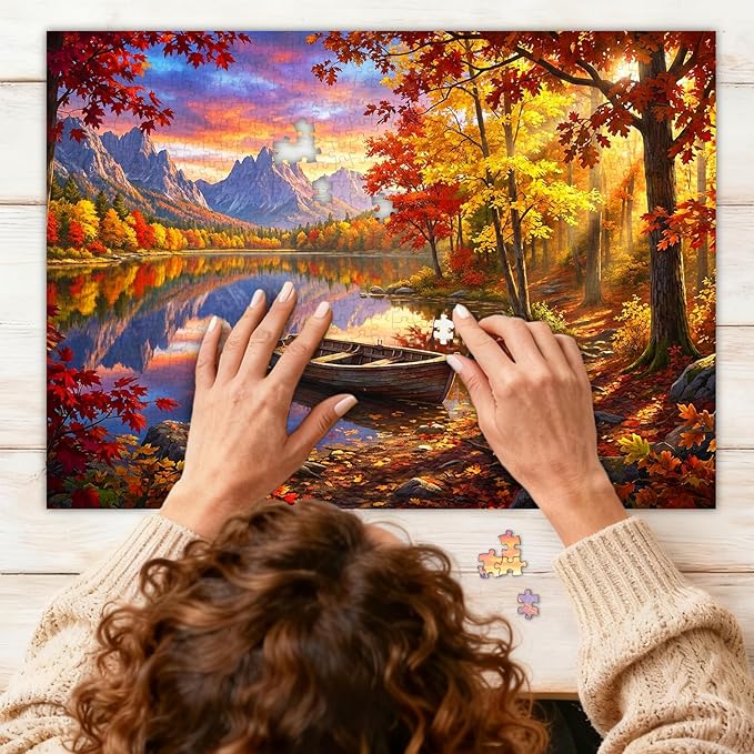 Mountain Forest Lake Jigsaw Puzzles for Adults 1000 Pieces, Serene Nature Landscape 1000 Piece Puzzle for Adults, Fun Hard Difficult Challenging Jigsaw Puzzles 1000 Pieces Gift for Home Decor Wall Art