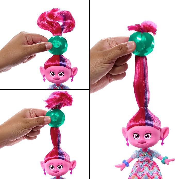 Mattel DreamWorks Trolls Band Together Fashion Doll & 10+ Accessories, Hairsational Reveals Queen Poppy with Transforming Hair Piece