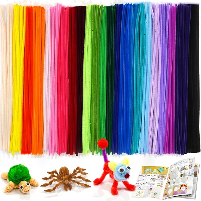 URADIART Pipe Cleaners 450 pcs Assorted Colors Chenille Stems, Pipe Cleaners Crafts, Bulk Pipe Cleaners Craft Supplies for DIY Art Creative School Crafts Decorations (6mm x12 inch) (Multicolored)