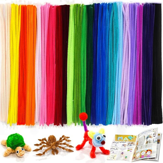 URADIART Pipe Cleaners 450 pcs Assorted Colors Chenille Stems, Pipe Cleaners Crafts, Bulk Pipe Cleaners Craft Supplies for DIY Art Creative School Crafts Decorations (6mm x12 inch) (Multicolored)