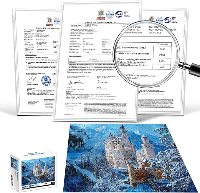1000 Piece Jigsaw Puzzles for Adults Teens Kids - Fine Art Challenging, Swan Stone Castle 1000Pcs Puzzle, Family Game Gift, Size 27"x20"