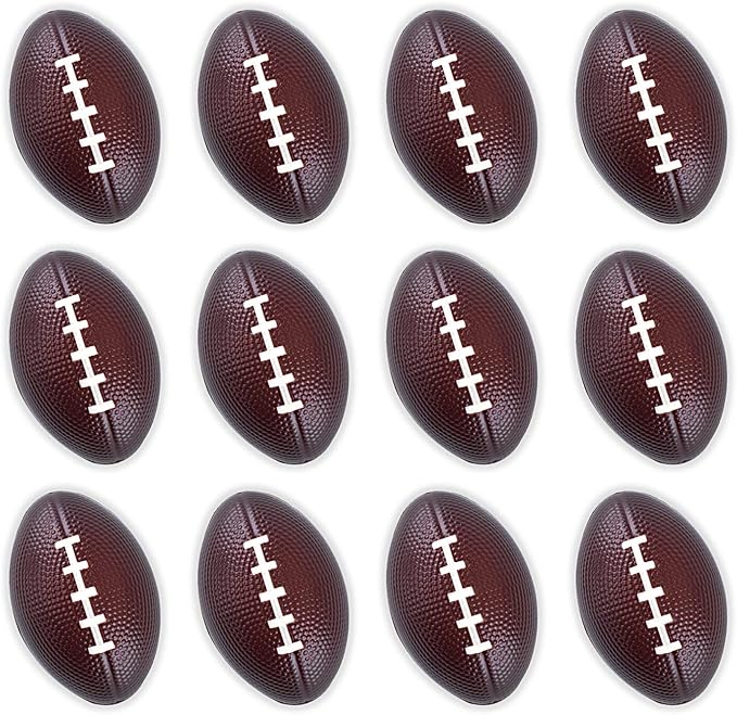 Super Z Outlet Mini Foam Sports Balls for Kids Adults Mini Baseball Football Basketball Soccer Stress Bulk Toy Game Party Decoration Relaxable (Football) - Pack of 12