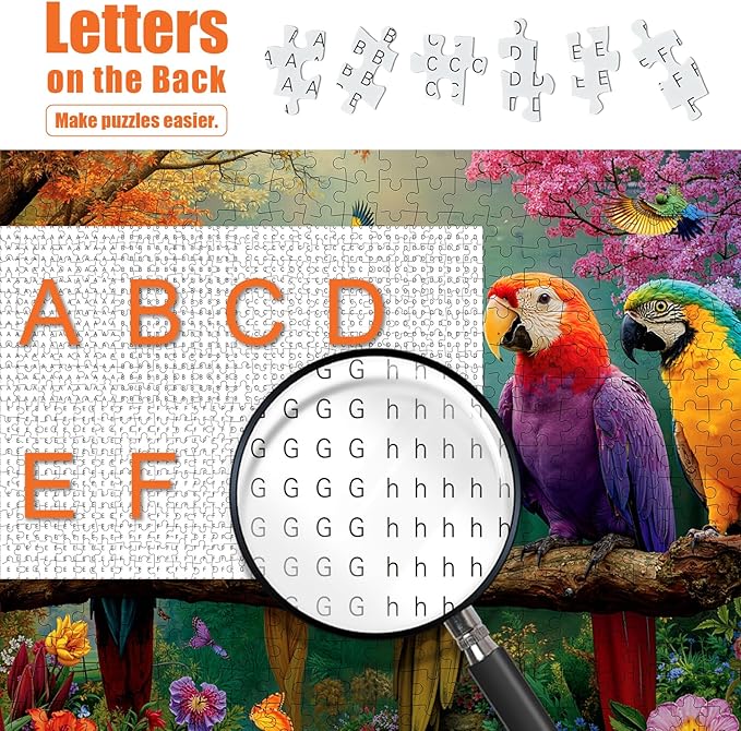 Parrot Puzzles for Adults 500 Pieces - Colorful Forest Bird Jigsaw Puzzle, Beautiful Wildlife Puzzles with Letters on Back, Challenging Hard Difficult Spring Puzzles as Thanksgiving Home Decor