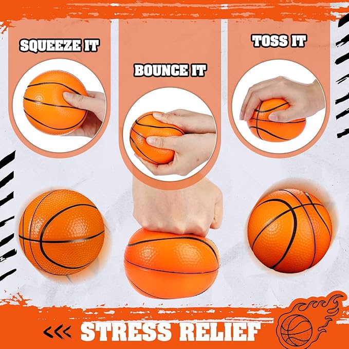 6 Pcs 4'' Mini Foam Basketballs for Kids Adults, Squeeze Stress Ball Safe Soft Replacement Beach Pool Basketball for Indoor Hoop Toddler Quiet Bouncy Sport Game (Orange)