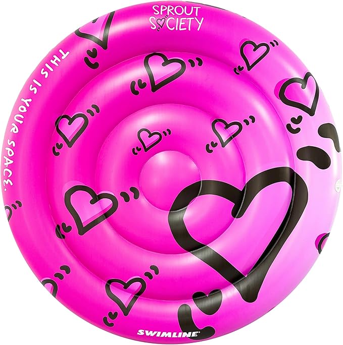 SWIMLINE Original 90510 Sprout Society Heart Island Pool Float for Adults Kids 63 Inch Inflatable Floating Lounger Mat for Pool Lake Ocean | Mental Health Org Collaboration Float for A Good Cause