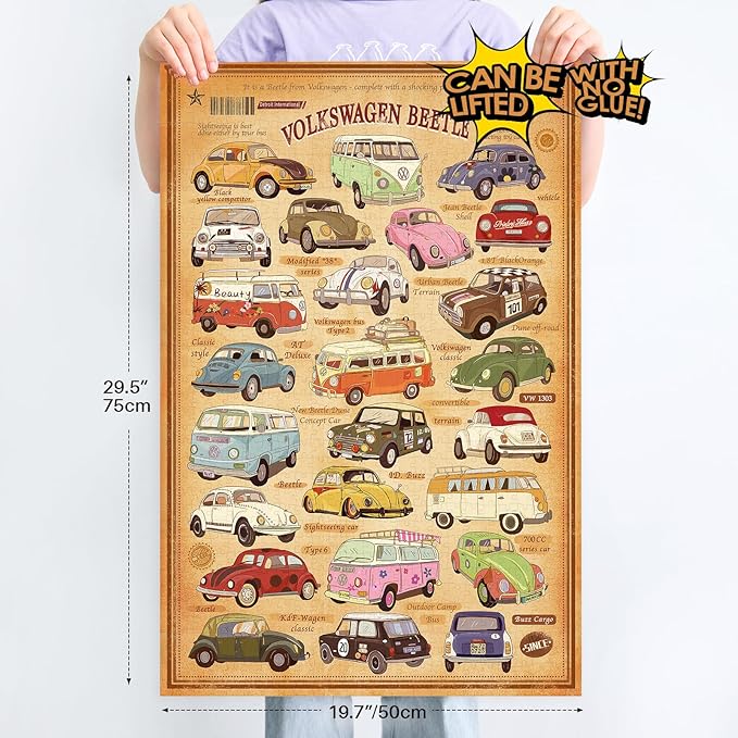 MOMIBOOK Puzzles for Adults 1000 Piece Jigsaw Puzzles of Vintage Cars, Painting Image Difficult Challenging Hard Impossible Puzzle, Funny Toys & Games Christmas Birthday Gifts