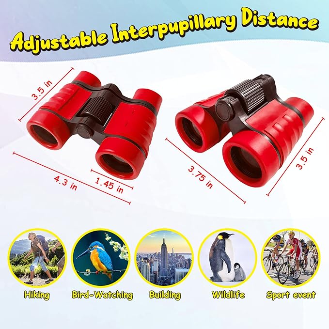 ESSENSON Binoculars for Kids Toys Gifts for Age 3-12 Years Old Boys Girls Kids Telescope Outdoor Toys for Sports and Outside Play Hiking, Bird Watching, Travel, Camping, Birthday Presents (Red)