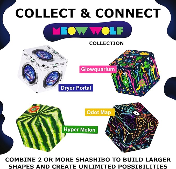 Shashibo Shape Shifting Box - STEM Fidget Toy with Ultra Strong Magnets - Sensory Puzzle Cube Transforms Into 100+ Shapes, Easter Basket Stuffers Gift for Kids, Teens, and Adults (Dryer Portal)