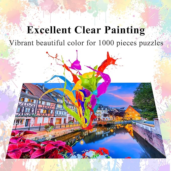 HUADADA Jigsaw Puzzles for Adults 1000 Pieces, Colmar Interlock Perfectly Letter on Back No Dust, Home Decor Birthday Party Toy for Men Women Elders Seniors (27.5"x19.6"), 1:1 Poster