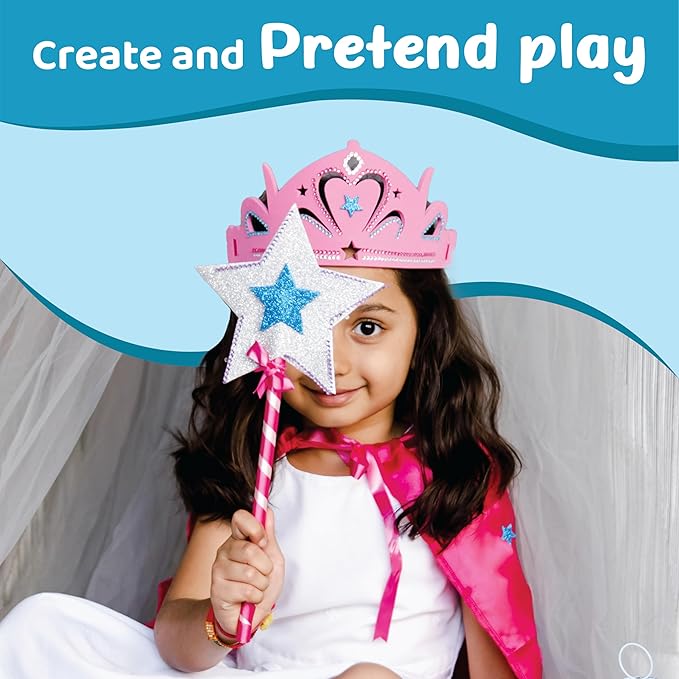 jackinthebox Princess Themed Arts and Crafts for Girls - Make a Cape, Tiara and Wand, Easter Gifts for Girls Ages 5 6 7 8 Years, 3 Craft Projects in 1 Box..