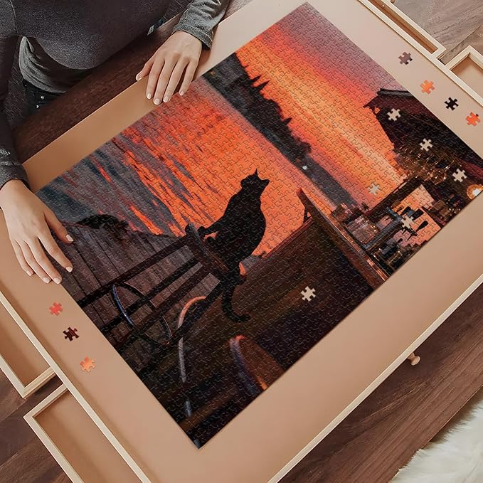 Puzzles 1000 Pieces Puzzles for Adults Landscape Puzzle with Letters on Back Jigsaw Puzzles Family Decoration Fun Gift Challenging Puzzle for Valentine Friends Parents (27.56x19.7 Inch)