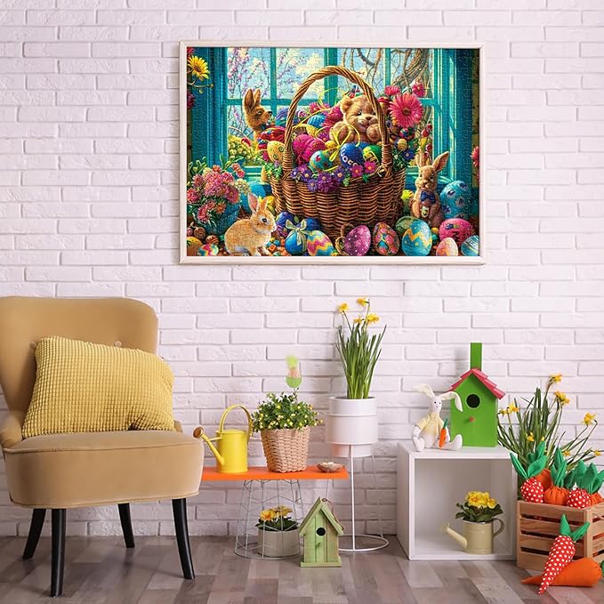 Puzzles for Adults 1000 Pieces, Jigsaw Puzzle for Adults, Fun Challenging Puzzle, A Basket of Easter Egg Wonders Puzzles Game, Interlock Perfectly No Dust, Gifts for Easter Earth Day