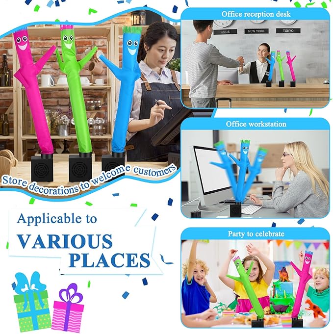 Poen 3 Pcs Mini Inflatable Tube Man White Elephant Gift Funny Gag Birthday Wacky Waving Inflatable Guy with Blower Desktop Mini Dancer Gift for Women Party Decoration(Cute)