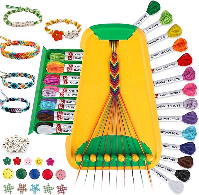 Friendship Bracelet Making Kit for Girls Ages 8-12, Kids Jewelry Making Kit with 28 Pre-Cut Threads and Letter Beads, Arts and Crafts for Kids, Birthday Easter Gifts for 6 7 8 9 10 11 12 Year Old