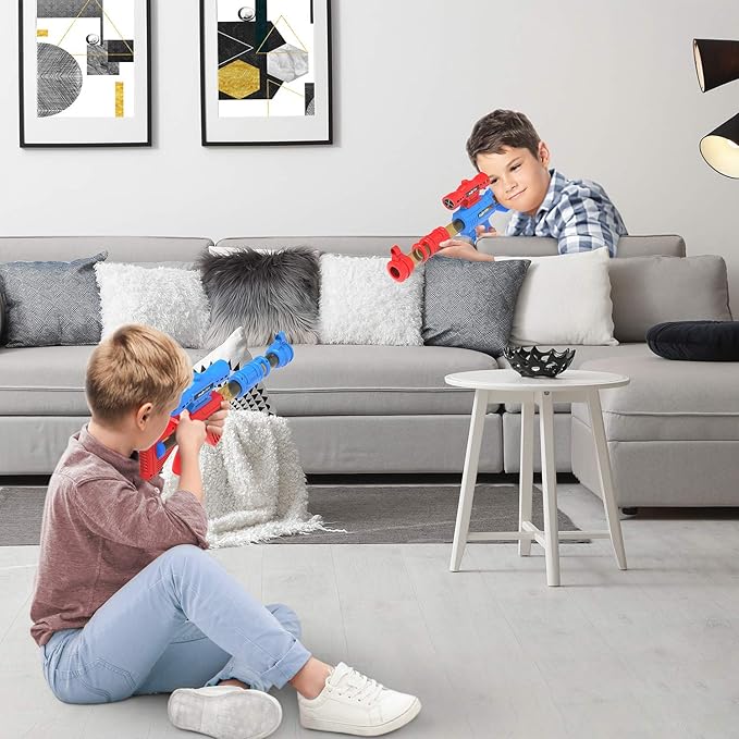 SpringFlower Shooting Game Toy for 5 6 7 8 9 10+ Years Olds Boys,2pk Foam Ball Popper Air Toy Guns with Standing Shooting Target,24 Foam Balls, for Kids