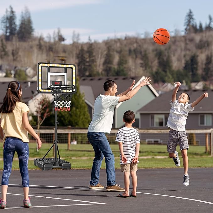 Kids Indoor Basketball Hoop with Scoreboard & Timer,Toddler Adjustable Height Basketball Goal Toy for Outdoor Backyard,Sports Game Play