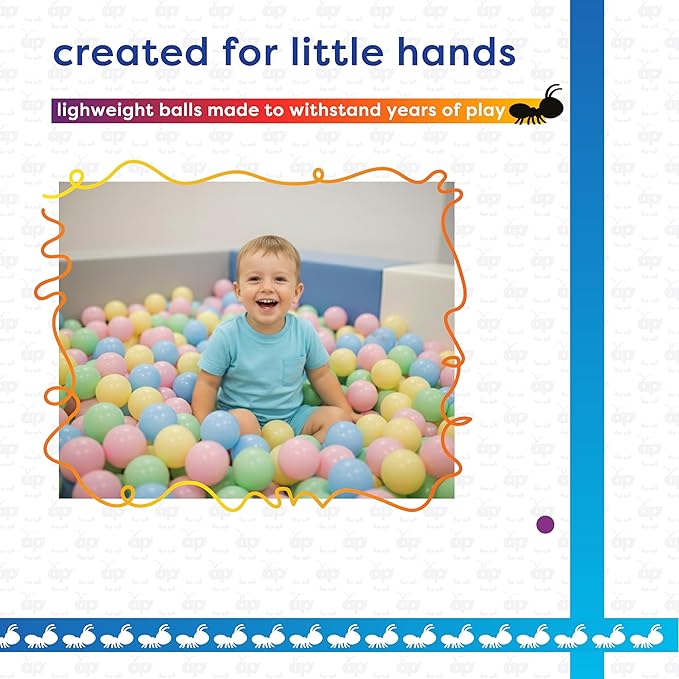 Antsy Pants 100 Ball Pit Balls, Ball Pit for Toddlers 1-3, Non-Toxic Materials, Lightweight, 5 Pastel Colors, Reusable Storage Bag, Plastic Balls for Ball Pit, Sensory Toys for Kids