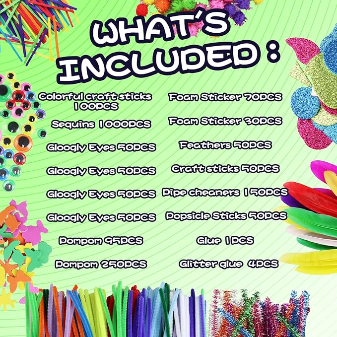 ANTDECOUS Arts and Crafts Supplies Kit for Kids - 2030+PCS Craft Supplies & Materials for Kids Creative Art Birthday Holiday Gift Craft Kits for Girls Boys 3+ 4 5 6 7 8 9 Year Old