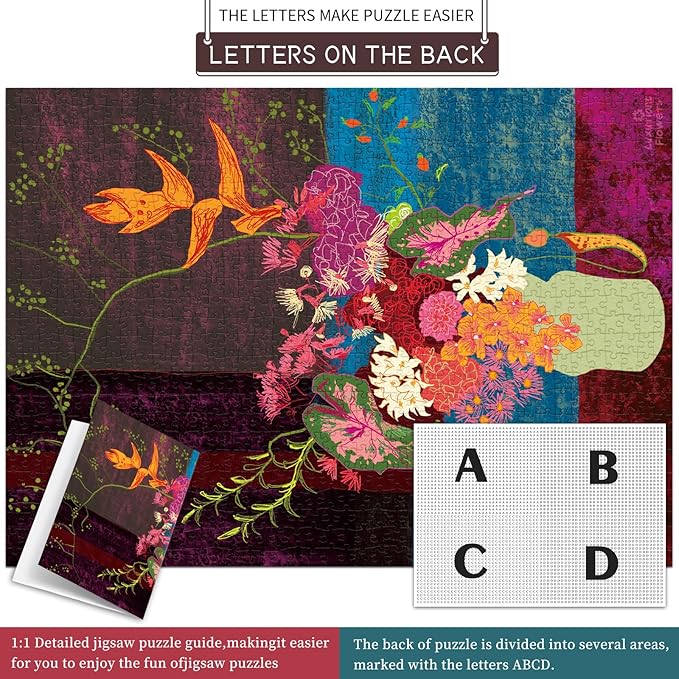 HUADADA Puzzles for Adults 1000 Pieces,Blooming Flowers Puzzles for Adults,1000 Piece Puzzle for Adults ‌Family Interactive Game Gift