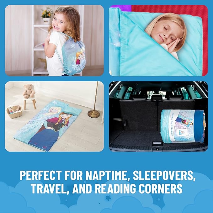 Jay Franco Disney Frozen Sparkle Slumber Sack - Cozy & Warm Kids Lightweight Slumber Bag/Sleeping Bag - Featuring Anna and Elsa (Official Disney Product)