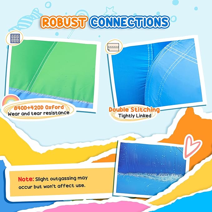 Qaba Inflatable Water Slide with Large Splash Pool, 8 in 1 Bouncy House Water Park with 550W High Power Blower, Ball Pit, Water Cannon, Climbing Wall, Toss Ring, Basketball Hoop