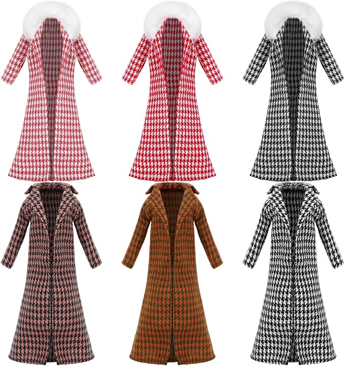 Fourluoo 6 Pcs Spring Doll Clothes 11.8 Inch Fashion Doll Outfits Pants Dresses Skirts Sweet for Xmas Fall Birthday Gifts(Retro Style)