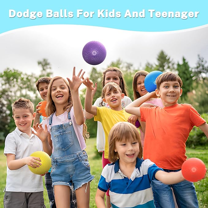 8.5 Inch Dodgeballs Playground Balls, Dodge Ball Set for Kids & Adults, Bouncing Kickballs Handball for Outdoor & Indoor Games - Includes Pump & Mesh Storage Bag