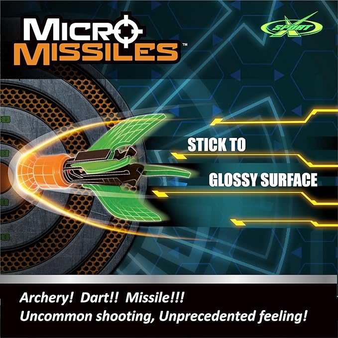 Amazing Toyz Micro Missile Rocket Launcher Toy Slingshot for Kids Adults Soft Rubber Suction Cup Sticky to Target 3 Inches Indoors Battle Sport Game Set