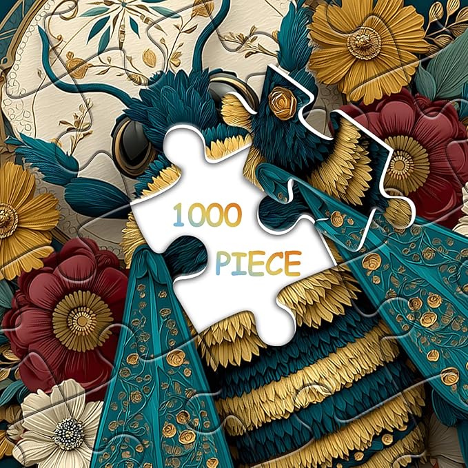 Bee Puzzles for Adults 1000 Pieces, Nature Flower Plant Jigsaw Puzzles, Cute Floral Insect Puzzle, Impossible Challenging Puzzles for Adults