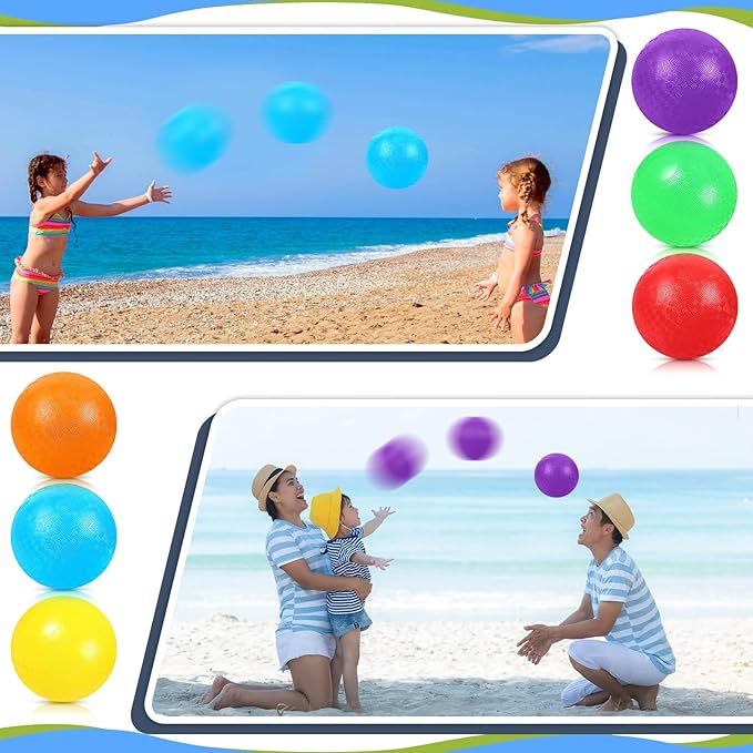 Hiboom Playground Balls 5 Inch Dodgeball Playground Balls Kick Outdoor Inflatable with 1 Pcs Hand Pump for Adults Yoga Exercise Gym Schoolyard(Multi Color,12 Pcs)