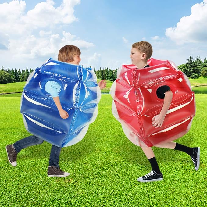 ZHUYNXIR 2 PC Sumo Balls for Kids, Kids Bumper Bounce Ball, Kid Sumo Balls, Lawn Game Ball for Child Outdoor Team Gaming Play, 24 inch, Blue+red.