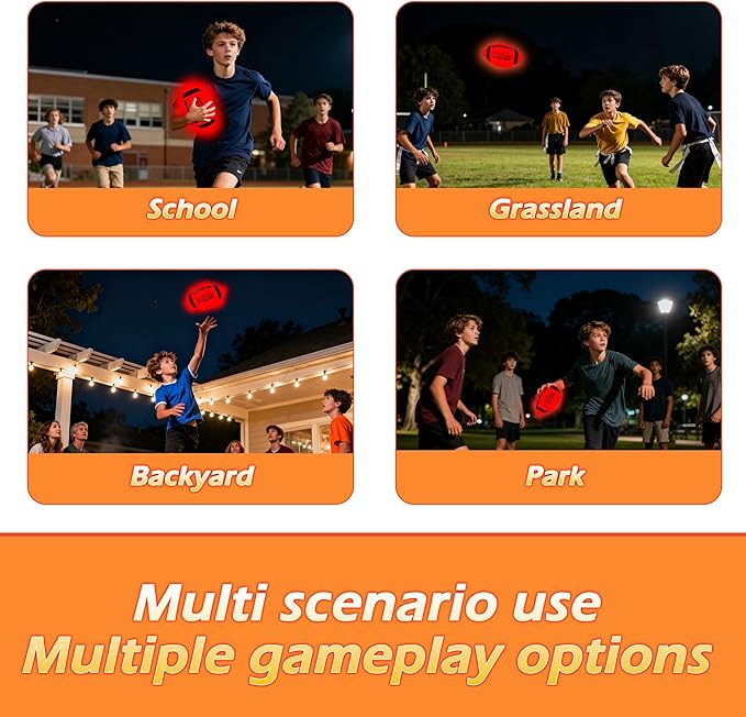 Glow in The Dark Football Light Up Football | USB-C Rechargeable LED Ball with Pump | Night Game Ball for Indoor & Outdoor Play | Gift Ready for Boys & Kids (with a Bag)