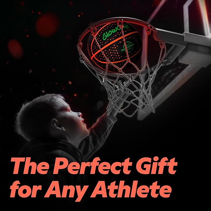 GlowCity Glow in The Dark Basketball - Size 5, 6, 7 Light Up Ball for Kids, Teens & Adults - Night Outdoor Games - Sports Birthday Gifts Ideas for Boys Ages 6 7 8 9 10 11 12 13 14 15