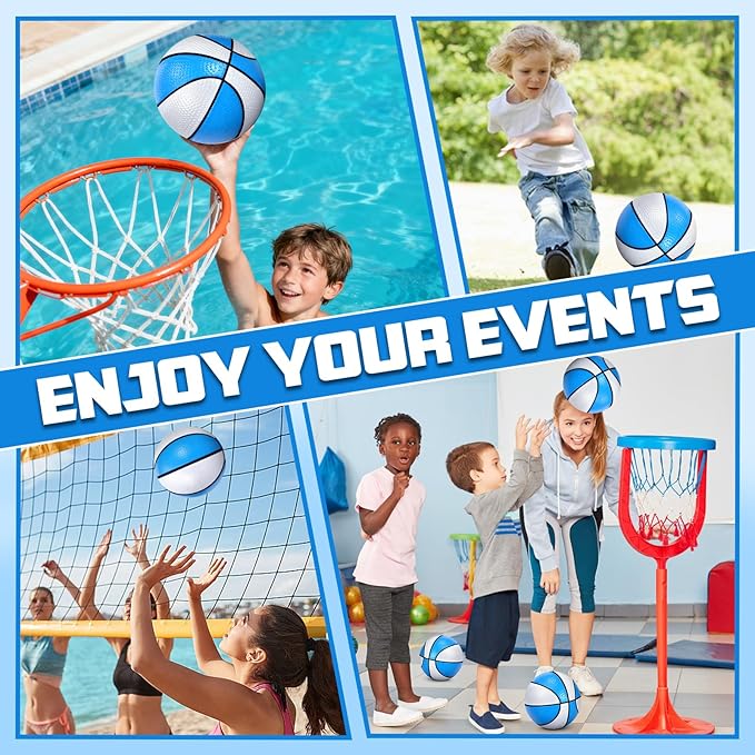 6 Pack Pool Basketball, Swimming Pool Rubber Basketball Toy for Kids and Adults, Great for Floating Water Basketball Hoops Toys Beach Pool Games Pool Party