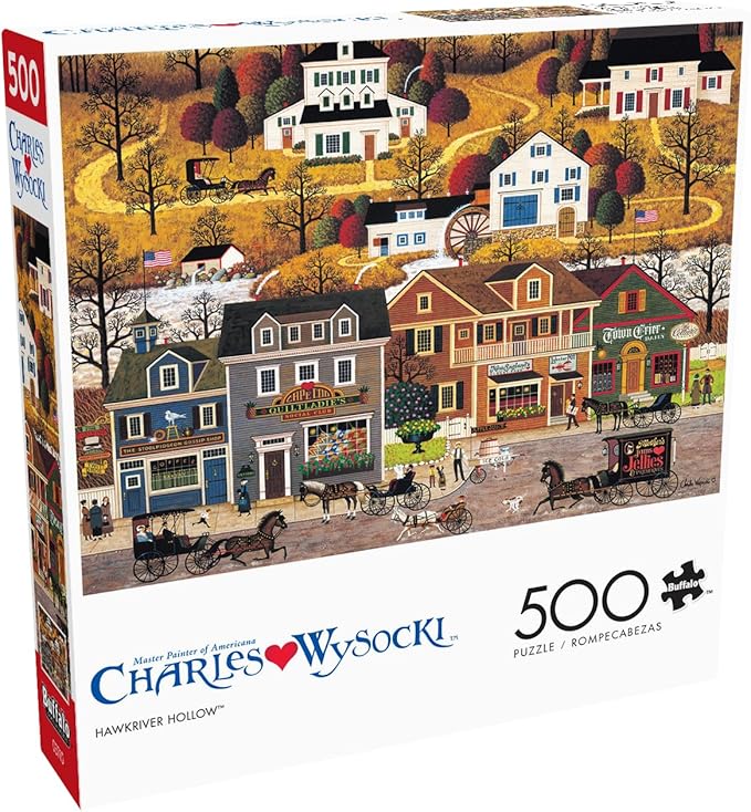 Buffalo Games - Charles Wysocki - Hawk River Hallow - 500 Piece Jigsaw Puzzle Colorful Puzzle for Adults – Precision-Cut Pieces, Beautiful Artwork, and Hours of Relaxing Fun