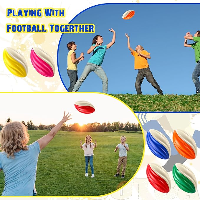 Jerify Mini Footballs for Kids Spiral Foam Football Bulk 5 Inch Soft Small Waterproof Foam Ball Sports Birthday Toddler Football for Indoor and Outdoor Game (Classic Color,12pcs)