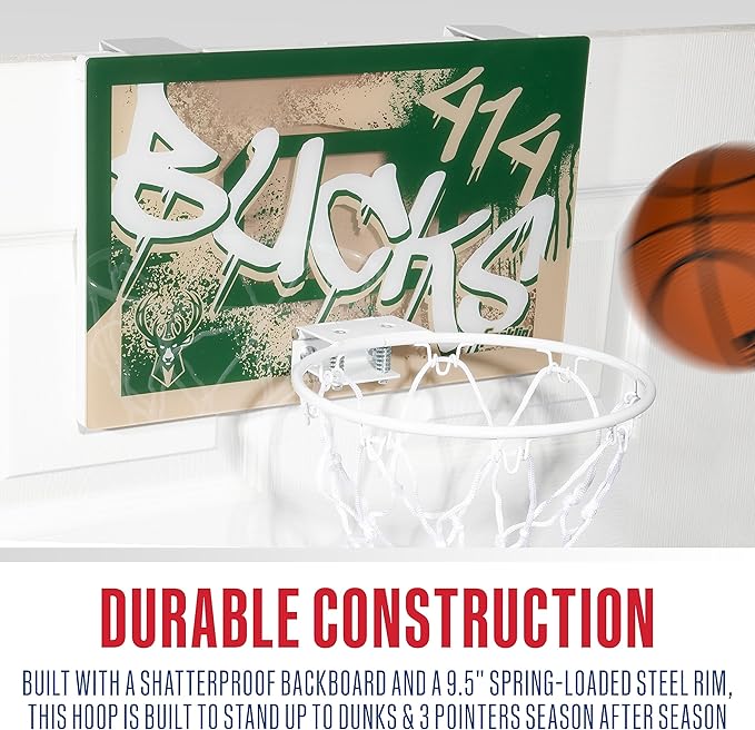 Franklin Sports NBA Team Over the Door Basketball Hoops - Kids Indoor Mini Basketball Hoop + Ball Set - NBA Fan Mini Hoops