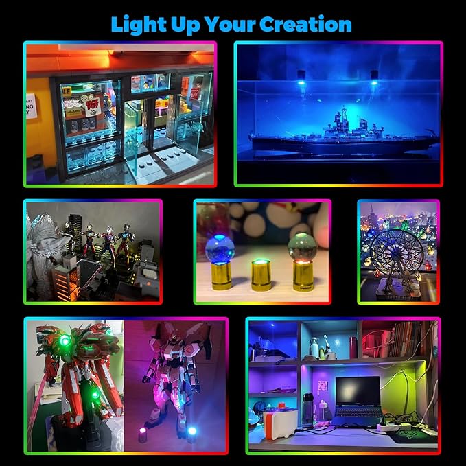 SUZEYAR 10 pcs Miniature Led Lights,Tiny Lights for Hand Craft/DIY,Miniature Lights Battery Powered, Dollhouse Light,Mini Lights for Toy Brick Building Blocks- 10 Pack (Multicolor Changing)