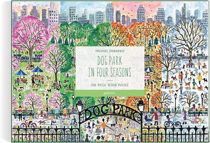 Galison Michael Storrings Dog Park in Four Seasons 1000 Piece Puzzle from Galison - Beautiful 1000 Piece Puzzle for Adults, Challenging and Fun, Thick and Sturdy Pieces, Great Gift Idea