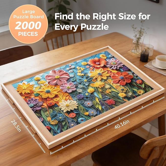 ALL4JIG 2000 Piece Rotating Puzzle Board with 4 Drawers and Cover, 28.5"x40.1"Portable Wooden Jigsaw Puzzle Table for Adults Portable, Lazy Susan Spinning Boards Birthday Gift for mom