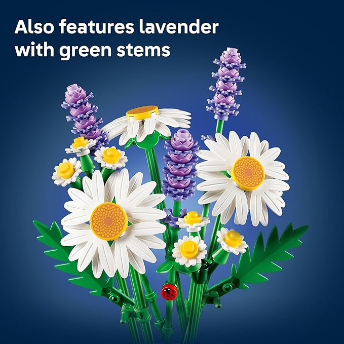 LEGO Botanicals Daisies Building Toy - Artificial Flowers Crafting Kit for Girls & Boys, Ages 9+ - Gift for Easter Baskets - Kids Room Decor for Book Shelf or Desk - 11508
