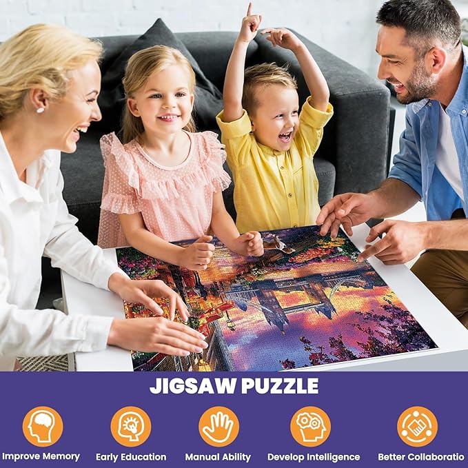 1000 Piece Puzzle for Adults, Tower Bridge of London Puzzles, Street Scenes Jigsaw Puzzles 1000 Pieces, Fun Landscape Puzzle for Adults Kids Seniors,Challenging Family Game Great Gift Idea, 28*20 in